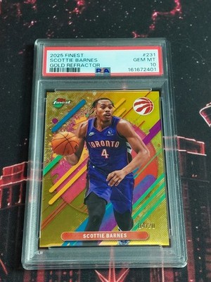 2025-26 Topps Finest - Rare Scottie Barnes #231 Gold Refractor /20 PSA 10