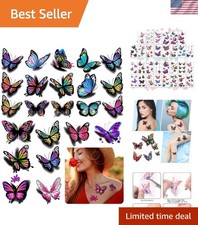 3D Butterfly Flower Temporary Tattoos - 126 Vibrant Designs for All Occasions