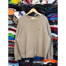 Vintage Nike Sweatshirt Mens XL Tan Khaki Small Swoosh Crewneck Made in USA