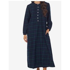 LANZ of SALZBURG Pin Tuck Plaid Cotton Flannel Nightgown size Large