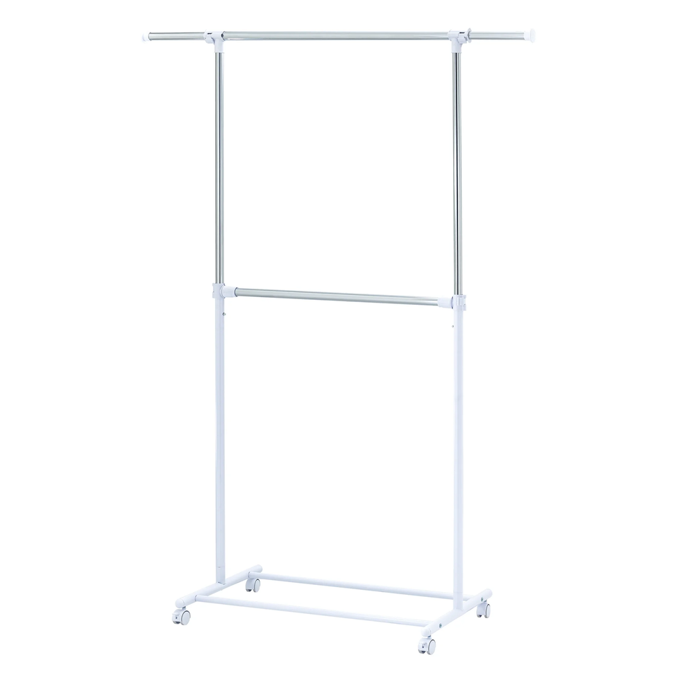 2-Shelf Garment Drying Clothes Rack - Adjustable Height, Locking Whee ...