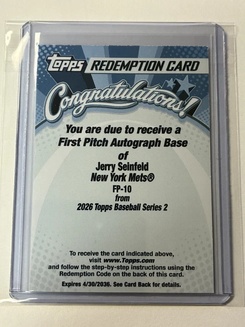 2026 Topps Series 2 First Pitch Autograph Base Jerry Seinfeld FP-10 Redemption
