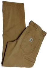 Men's 34X30 CARHARTT Tan Flex Canvas Relaxed Fit Work Pants Cell Pocket 102517