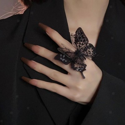 Gothic Style Fingerring Schwarz Punk Chic Offener Ring für