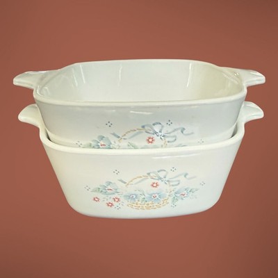 2 CorningWare English Meadow A-1 1/2-B Casserole Dish 1.5 Liter Vintage No Lids