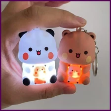Bubu and Dudu Keychains Yier Panda Bear Say I Love You Voice Toy Glowing Anime