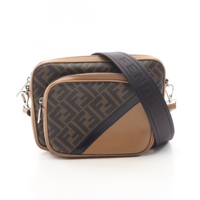 FENDI Shadow Diagonal Duo Zucca Camera Shoulder Bag 7VA607 canvas Beige Black