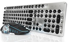 EWEADN TK950 Typewriter Mechanical Keyboard and Mouse, 104 Keys Aesthetic Typ...