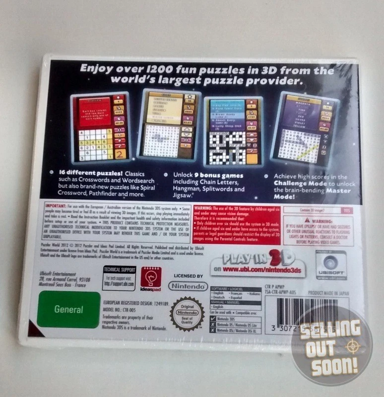 Puzzler World 3D +Sudoku+1200 NEW Word Game Nintendo 3DS 2DS XL crossword puzzle - Image 2 of 4