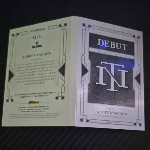 Dmsb 2021 Panini National Treasures Andrew Vaughn Debut Sig Booklet DMSB-AV ...