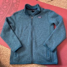 Boy's Patagonia Better Sweater Full Zip Jacket Heather Teal Size L 12