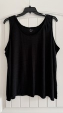 NEW EILEEN FISHER 100 ORGANIC LINEN BLACK SLEEVELESS TANK TOP SIZE 3X
