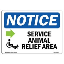 Service Animal Area Vinyl Decal Sign with Symbol Right Facing Made in USA Label