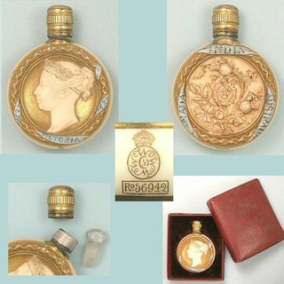 Antique Porcelain Queen Victoria Jubilee Perfume Bottle in Original Box 1887