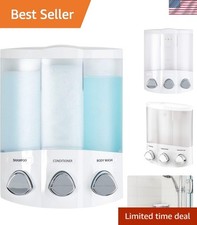 Products, White Euro Series TRIO 3-Chamber Soap and Shower Dispenser