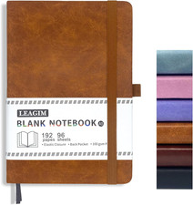 Blank Journal Notebook, A5, 192 Pages 100 GSM Thick Sketch Book for Women Men, H