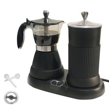 Espresso Maker with Milk Frother Moka Pot 2-in-1 Espress Machine Aluminium -T...