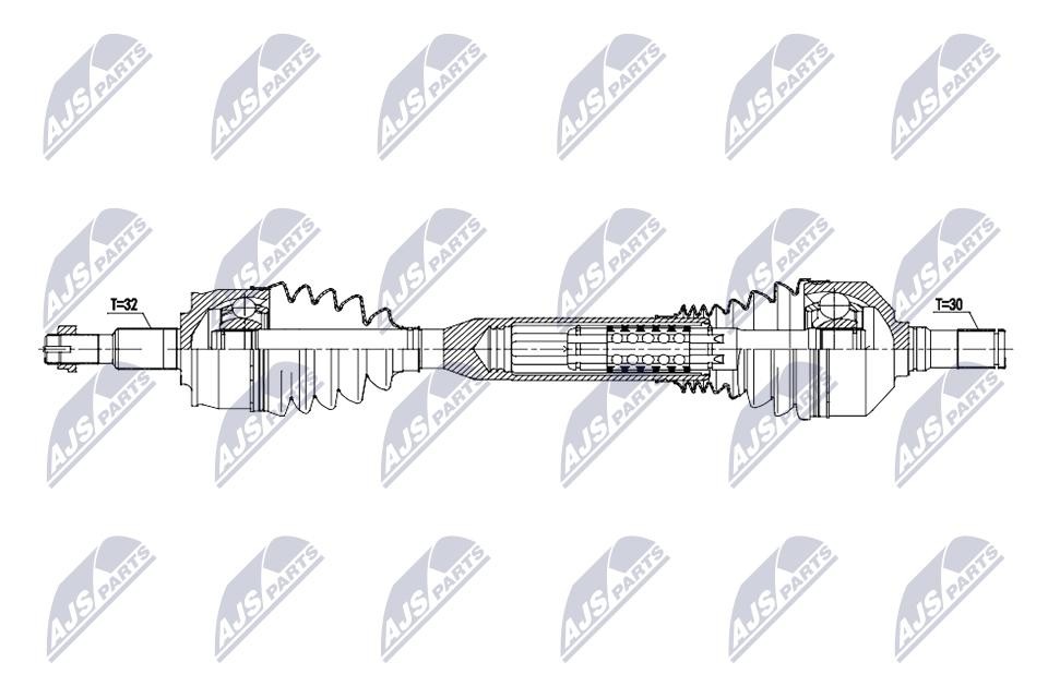 NTY Driveshaft NPW-CH-170 For Jeep Front Axle 616 mm 30/32 Teeth Reinforced