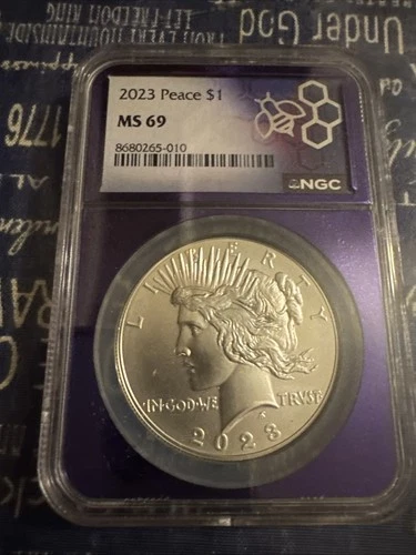 2023 PEACE NGC MS69 UNCIRCULATED SILVER DOLLAR Traderbea Purple Core