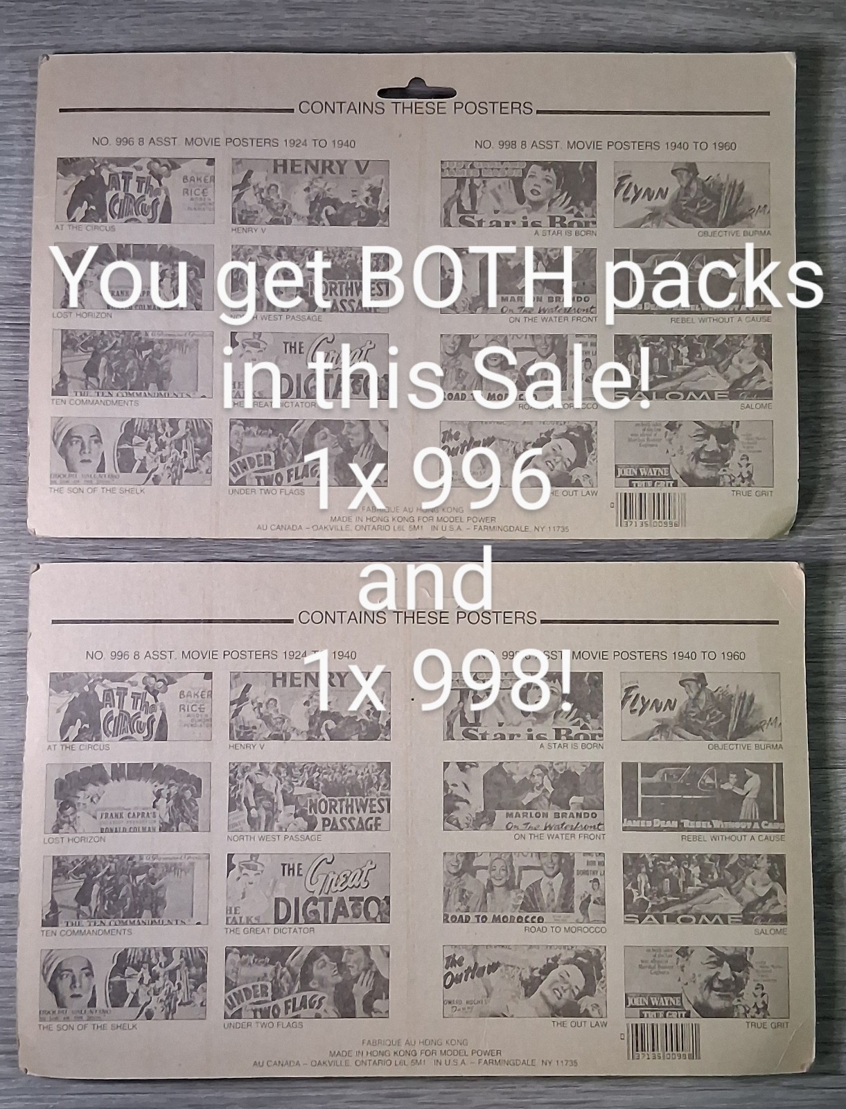 2X LOT Model Power #996 & #998 G Scale Movie Billboard Sets 1924-1940 1940-1960