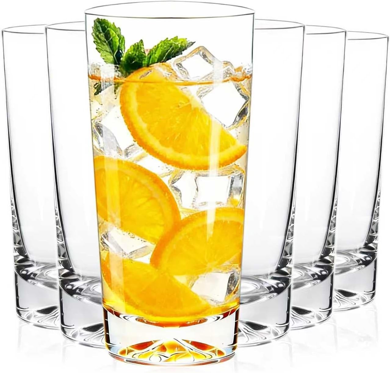 Drinking Glasses Set of 6 16oz Glass Cups W/ Wide Mouth Desi