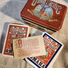 Vintage Union Pacific Playing Cards 2 Decks In Collector Tin Platte Valley Route