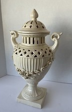 Italian Lidded Urn Reticulated Creamware Neoclassical