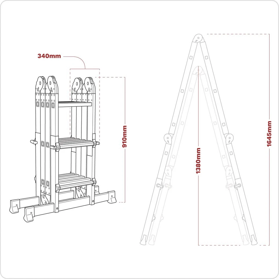 Échelle Multifonction En Aluminium Sealey EN 131 Hauteur Ajustable AFPL2 - Photo 4/4