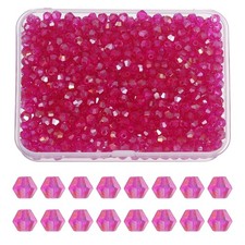 1000pcs 4mm Bicone Glass Crystal Beads, Faceted Beads with Box Light Rose Red AB