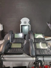 Lot of 4 Mitel ShoreTel IP480 VoIP Black Business Desk Phone + Stand & Handset