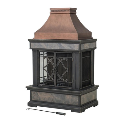 #ad Sunjoy Heirloom Slate Wood Burning Fireplace Copper $559.65