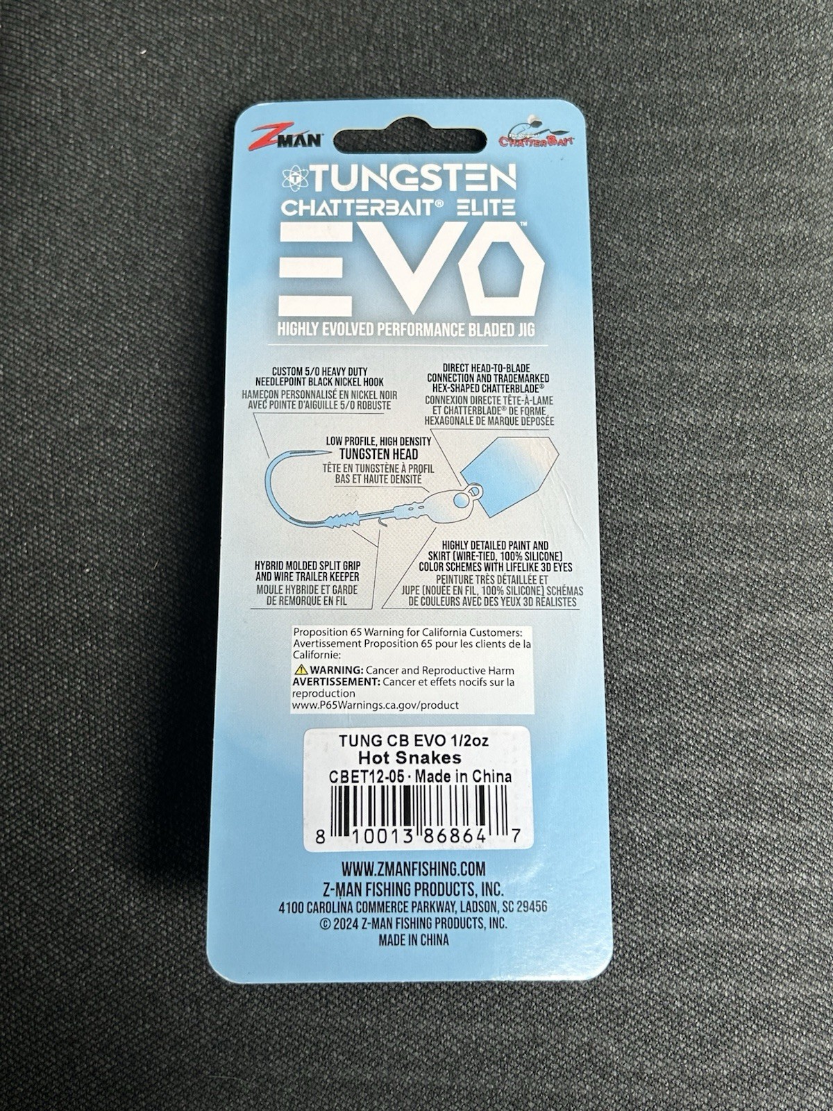 Z-Man Tungsten Chatterbait Elite Evo 1/2oz Hot Snakes. - Image 2