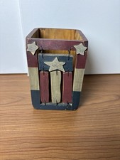 Americana Decorative American Flag Wooden Box Primitive Rustic Style