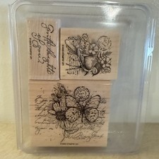 Stampin' Up Limited Edition Garden Collage Rubber Stamp Set of 3 Stamps 2005
