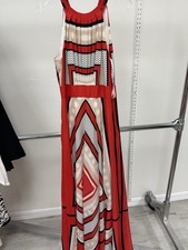 Women’s Maxi Eliza J Size 8 Red Geometric Pattern Elegant Halter