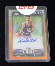 2024-25 Topps Chrome JOHN STOCKTON ORANGE REFRACTOR AUTO SSP /25 - SEALED 