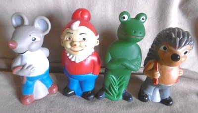 Salamander Lurchi & seine Freunde 4 Quietsch-Figuren Vintage 70/80er