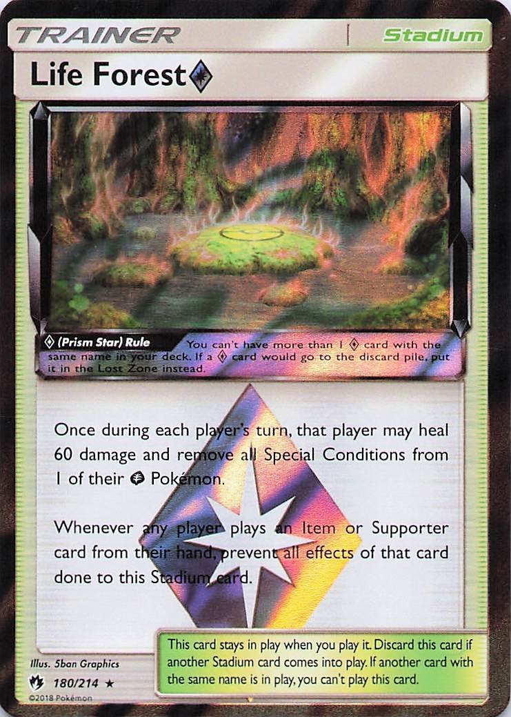 Life Forest ◇ - Pokemon Holo Prism Star Rare 2018 Lost Thunder 180/214 NM