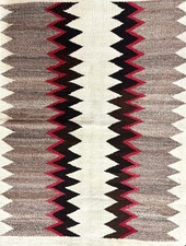 Antique Navajo Rug Lightning Motif ca. 1920  36" x 28"  Firm Hand Spun Wool