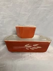 Vintage Pyrex Autumn Harvest Wheat Refrigerator Dish Casserole #503b, #501b