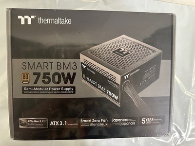 Thermaltake Smart BM3 750W 80+ Bronze ATX 3.1 PSU, Semi-Modular, 105°C Cap