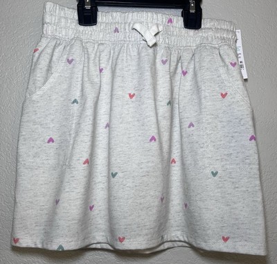 NWT OshKosh B'gosh Girl s Heart Print Cotton Jersey Skort Gray Size 14