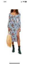 NWT Reformation Shelby Floral Midi Dress, Giulia (Blue) Size 4