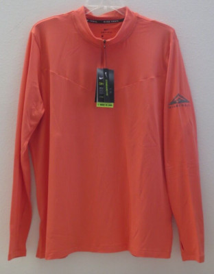 Nike Trail DC5217 858 Women's Sz L Orange Element Midlayer 1/4 Zip L/S Top