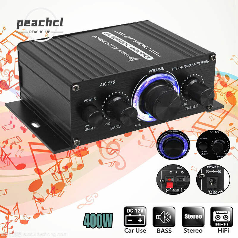 400W HiFi Digital Power Amplifier Mini Stereo Audio Amp Car Home Audio Subwoofer