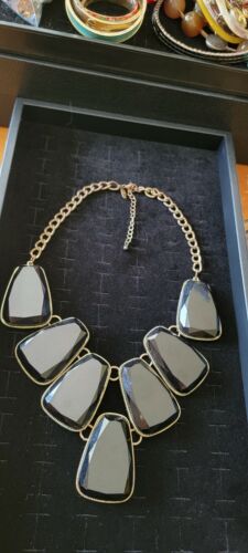 Vintage Chunky Black Lucite Necklace by NY From Mo