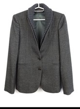 Gucci Womens Gray Blazer Wool Cashmere Jacket Size 38 XS Removable Knit Collar