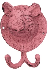 Rustic Pig Head Cast Iron Wall Hook, Animal Themed Wall Decor, Rustic Decor