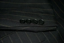 Paul Dione Pure Wool Black Grey Bold Stripe Suit 42R 36W 31I Canada 