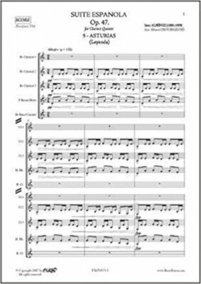 ALBENIZ Isaac :Suite Española Op. 47 - No. 5. ASTURIAS , Quintet clarinettes